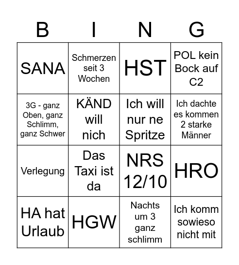 Rettungsbingo Card
