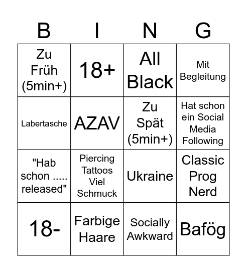 Biber Bingo Card