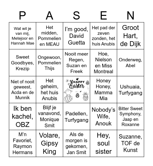 Muziek bingo Card