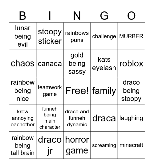 itsfunneh bingo Card