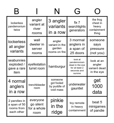 multiplayer pressure endless mode bingo Card