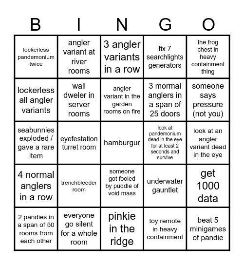 multiplayer pressure endless mode bingo Card