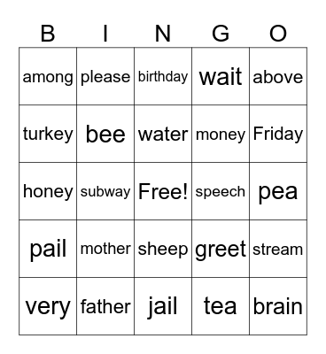 Lessons 84 & 85 Bingo Card