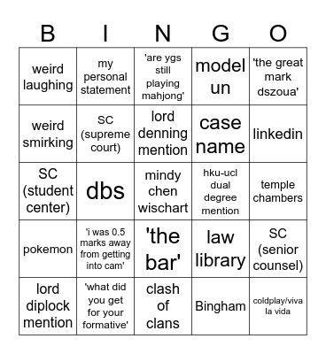walter cheung bingo Card