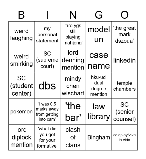 walter cheung bingo Card