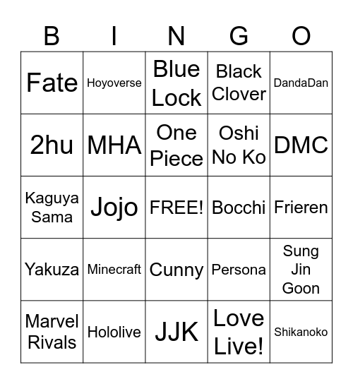 AF 2025 BINGO Card