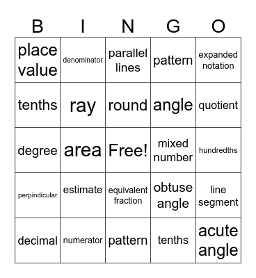 STAAR Math Bingo Card
