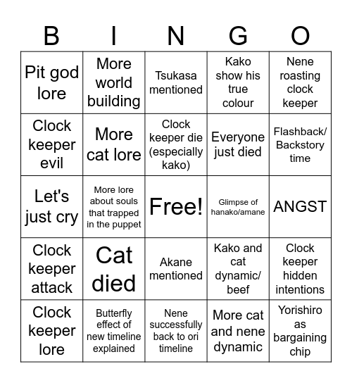 tbhk chapter 125 Bingo Card
