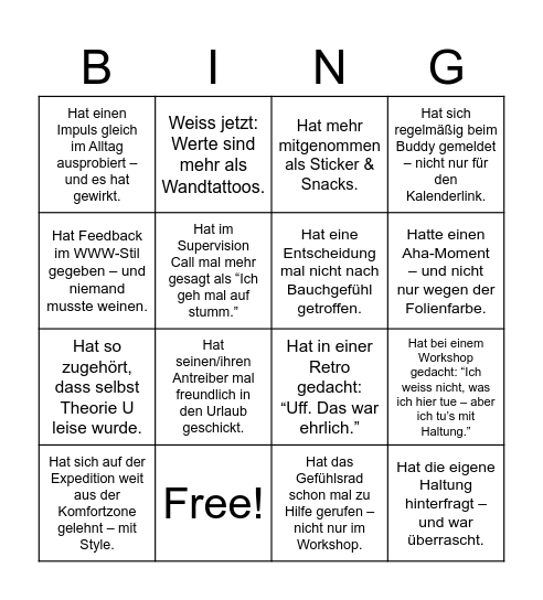 Haltungsbingo Card