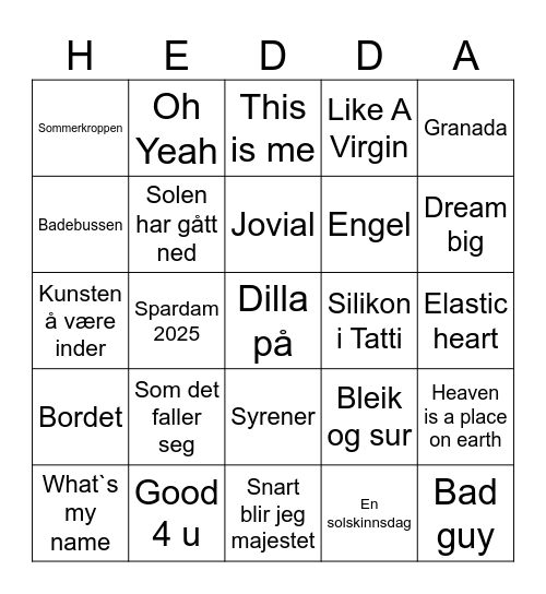 Konfirmantens bingo Card