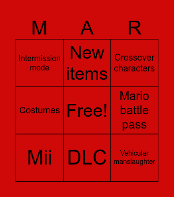 Mario Kart Tour Bingo Card