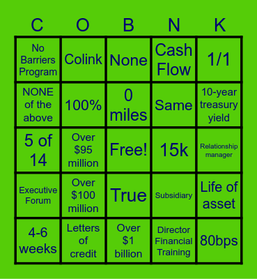 CoBank BINGO!!!! Bingo Card