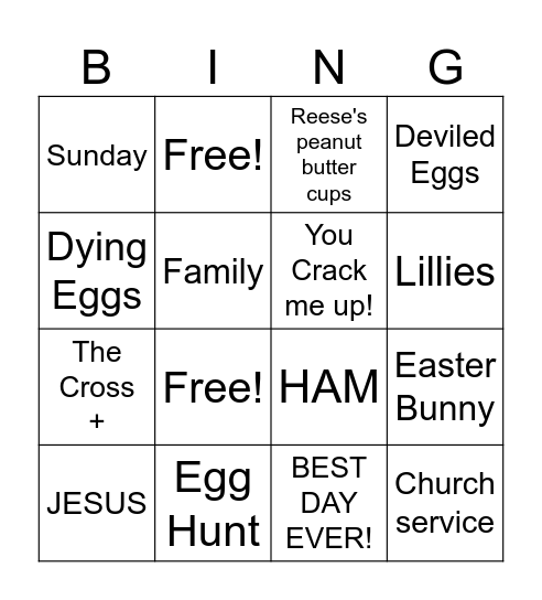 Easter Bingo Card