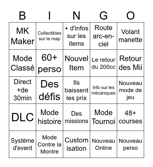 Bingo MK World Bingo Card