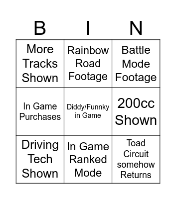 MK World Bingo Card