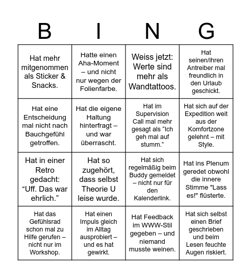 Haltungsbingo Card