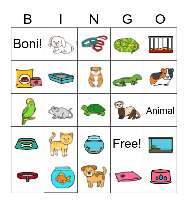 Les animaux Bingo Card