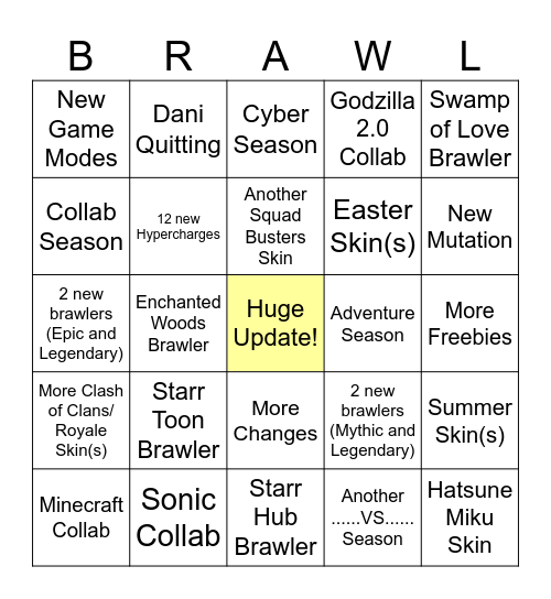 Brawl Stars Bingo 6 Bingo Card