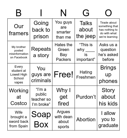 Untitled Bingo Card