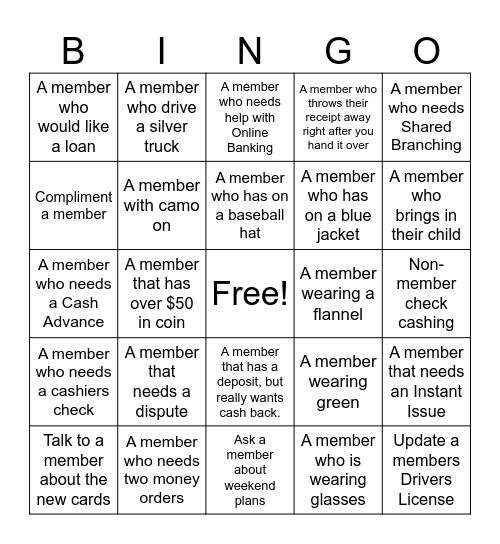 Member BINGO Card