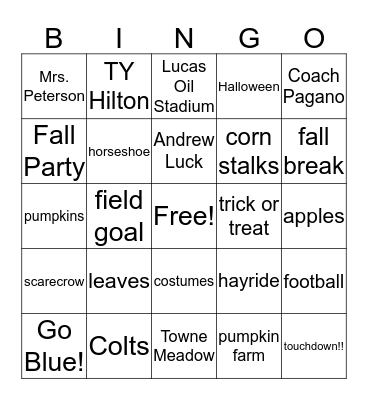 Fall Bingo Card