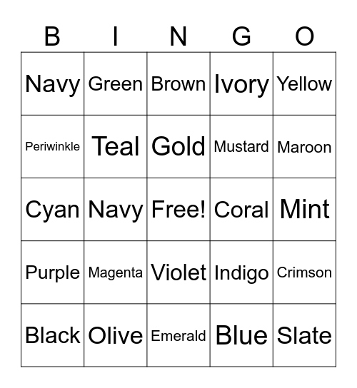 Test Bingo Card