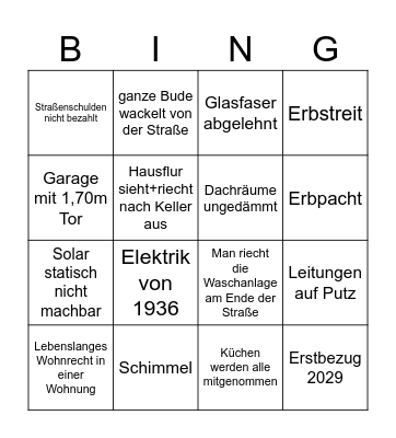 Hauskaufbingo Card