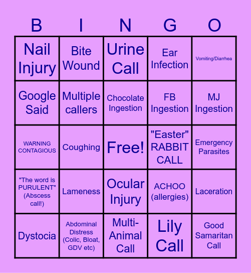 AHL EASTER WEEKEND BINGO Card