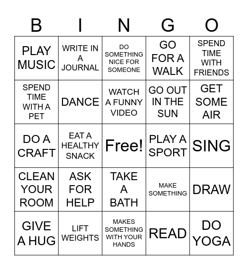SELF CARE BINGO Card