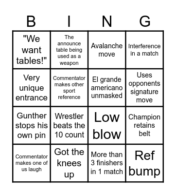 Wrestlemania 41 (part1) Bingo Card