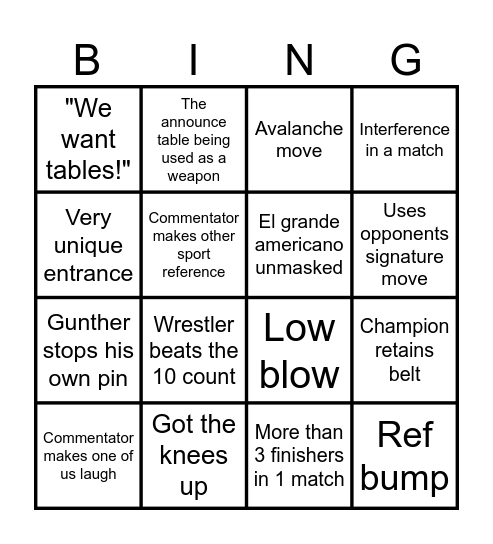 Wrestlemania 41 (part1) Bingo Card