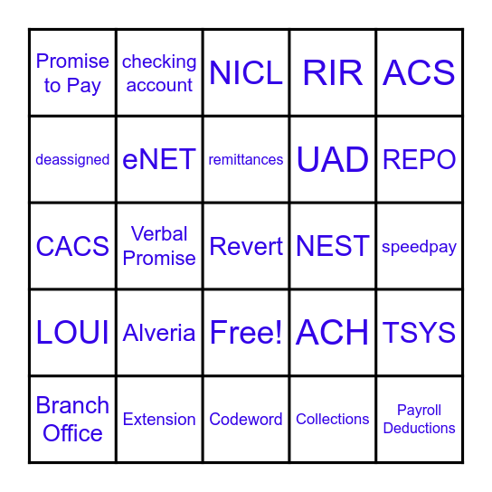 COLLECT-IN-GO Bingo Card