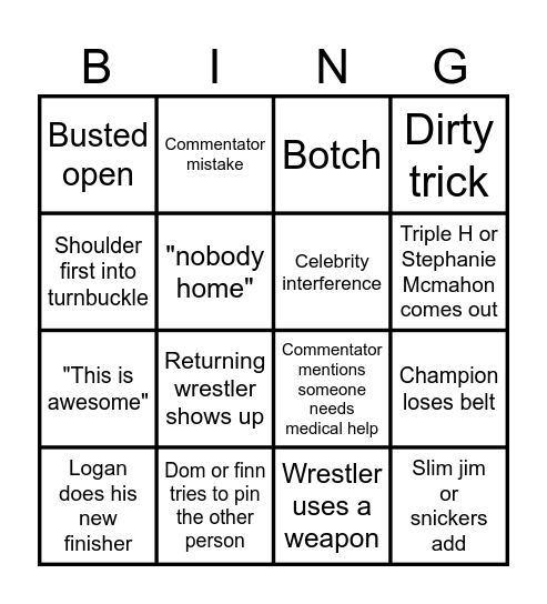 Wrestlemania 41 (part2) Bingo Card
