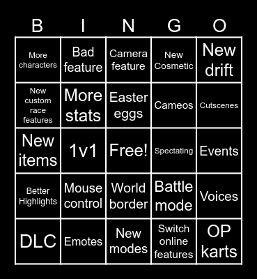 Mario kart world Bingo Card