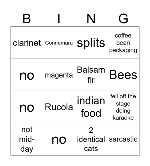 Bingo (1p) Bingo Card