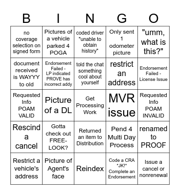 Too Legit Too Submit Bingo Card