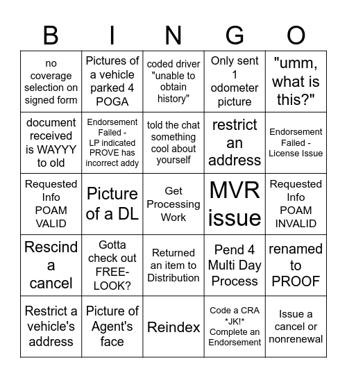 Too Legit Too Submit Bingo Card