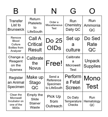 Lab Week Bingo Card