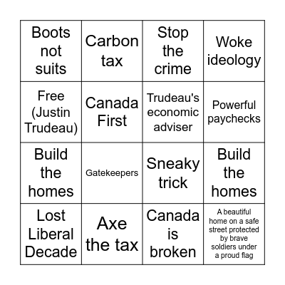 Pierre Poilievre's Slogans BINGO Card