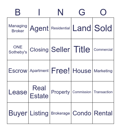 ONE Sotheby's Bingo Card