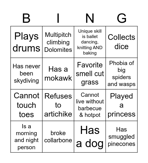 Bingo (1p) Bingo Card