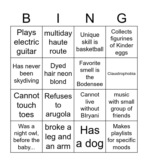 Bingo (1p) Bingo Card