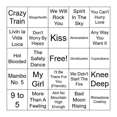Music Bingo Card