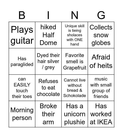 Bingo (1p) Bingo Card