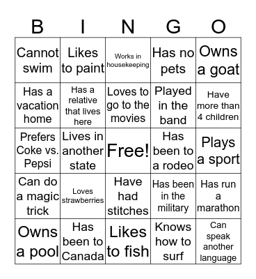 Find an Employee Who... Bingo Card