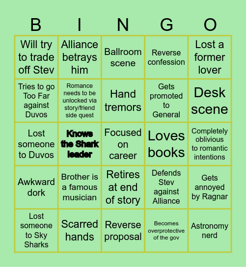 Avery Theories Bingo Card