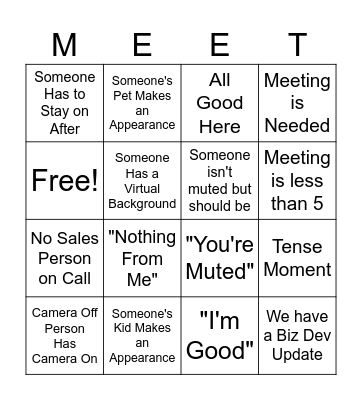 Stand Up MEET Bingo Card