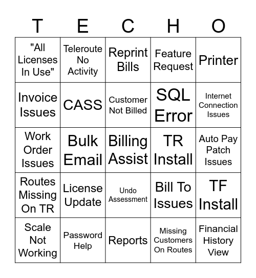 Tech Bingo Card