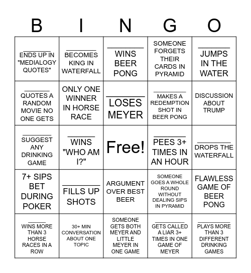 MASTER PARTY Bingo Card