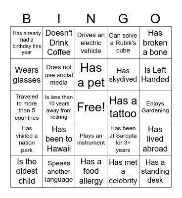 Icebreaker! Bingo Card